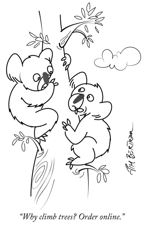 "Why climb trees? Order online."