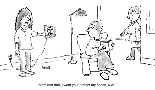"Mom and dad, I want you to meet my fiance. Nick."