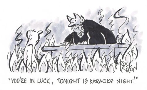 "You're in luck, tonight is karaoke night!"