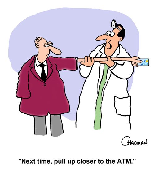"Next time, pull up closer to the ATM."