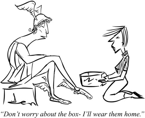 "Don't worry about the box - I'll wear them home."