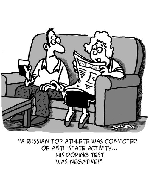"A Russian top athlete was convicted of anti-state activity. . . his doping test was negative,"