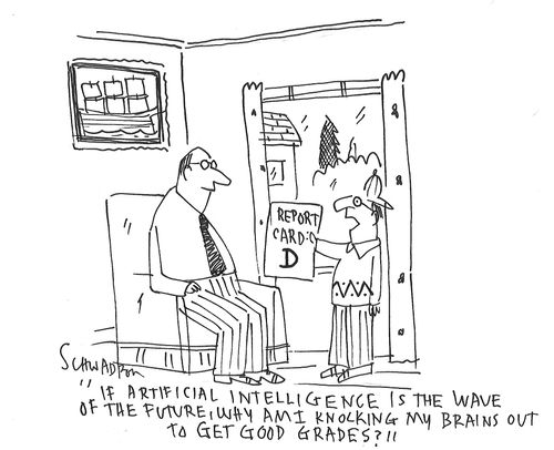 "If artificial intelligence is the wave of the future, why am I knocking my brains out to get food grades?"