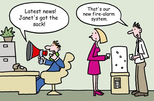 "Latest news! Janet's got the sack!"