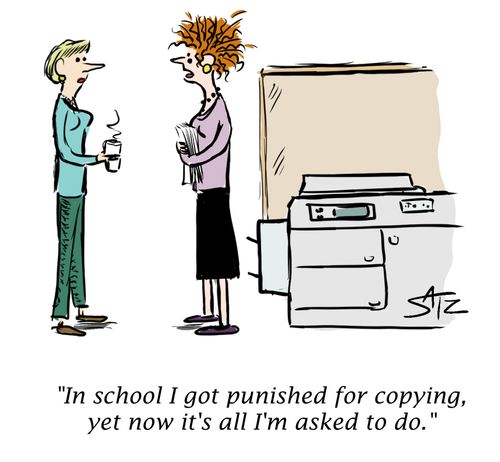 "In school I got punished for copying, yet now it's all I'm asked to do."