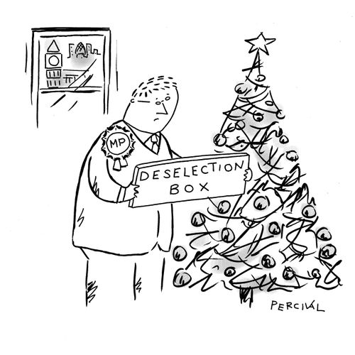 Man who lost an election chooses chocolate from 'deselection box'.