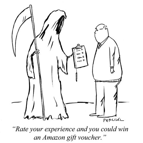 "Rate your experience and you could win an Amazon gift voucher."
