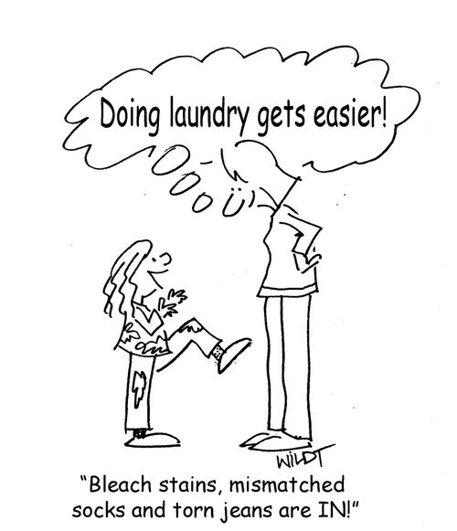 "Bleach stains, mismatched socks and torn jeans are IN!"