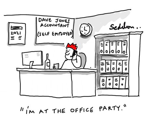 "I'm at the office party."