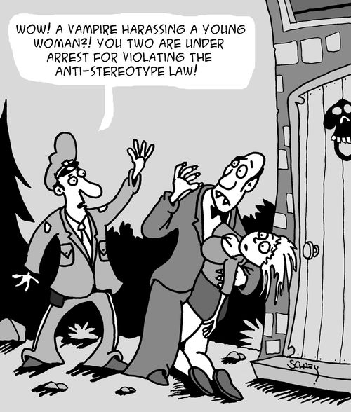 "You two are under arrest for violating the anti-stereotype law!"
