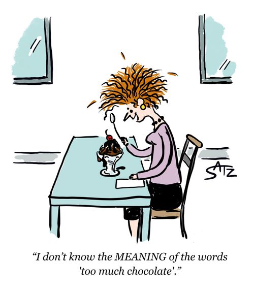 "I don't know the MEANING of the words 'too much chocolate'."
