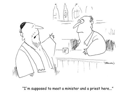 "I'm supposed to meet a minister and a priest here..."