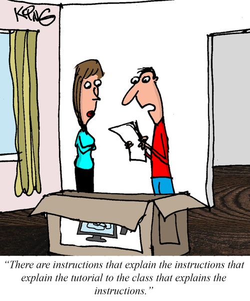 "There are instructions that explain the instructions that explain the tutorial to the class that explains the instructions."