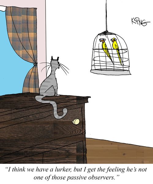 "I think we have a lurker, but I get the feeling he's not one of those passive observers."