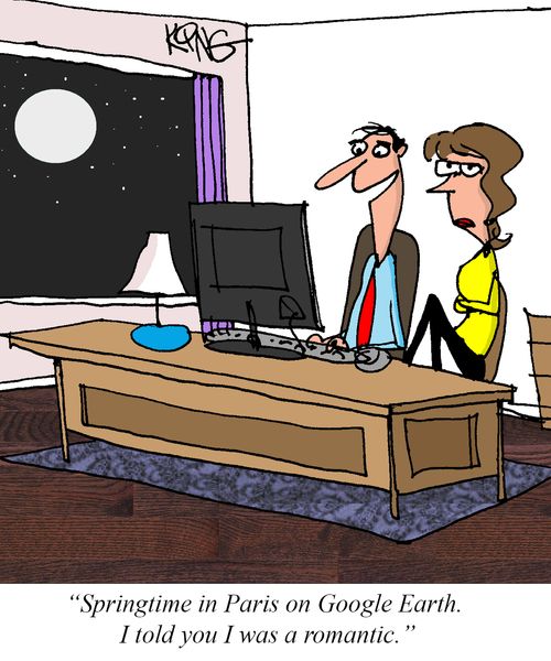 "Springtime in Paris on Google Earth. I told you I was a romantic."