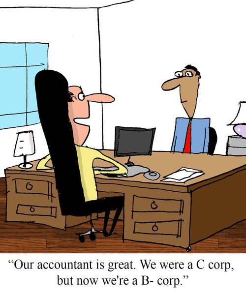 "Our accountant is great. We were a C corp, but now we're a B- corp."