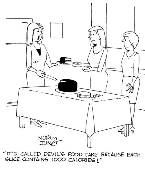  "It's called Devil's Food Cake because each slice contains 1000 calories!"