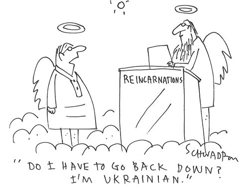 "Do I have to go back down? I'm Ukrainian."
