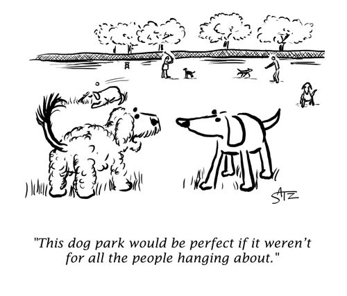 "The dog park would be perfect if it weren't for all the people hanging about."