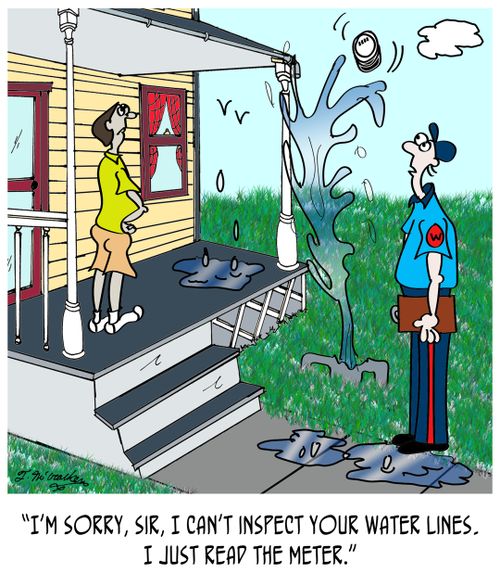 "I'm sorry, sir, I can't inspect your water lines. I just read the meter."