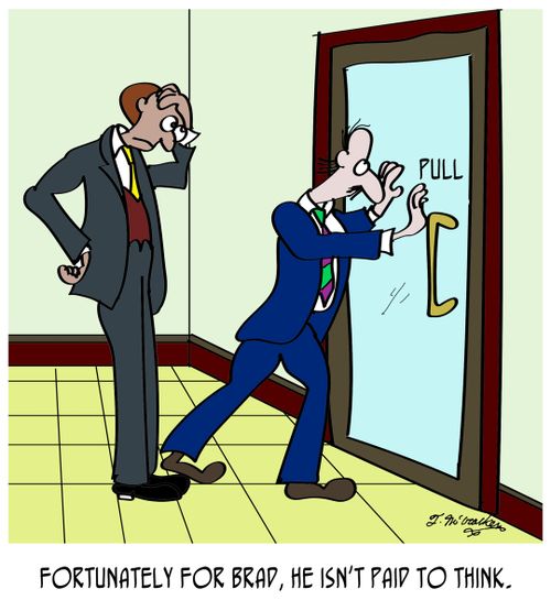 Fortunately for Brad, he isn't paid to think.