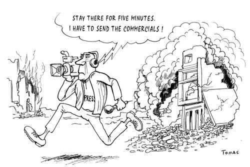 "Stay there for five minutes. I have to send the commercials!"