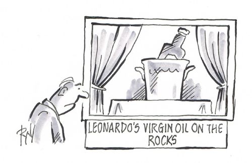 Leonardo's Virgin Oil on the Rocks painting.