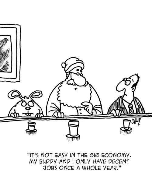 "It's not easy in the gig economy. My buddy and I only have decent jobs once a whole year."