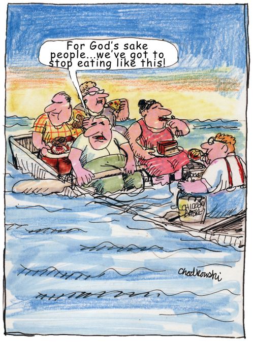 "For God's sake people. . . we've got to stop eating like this!"