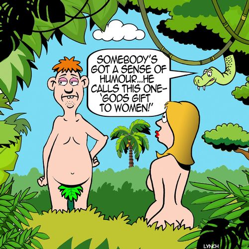 "Somebody's got a sense of humour... he calls this one - 'God's gift to women!'"