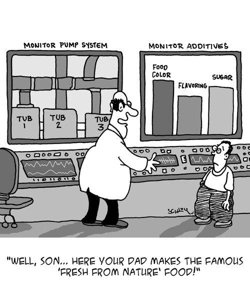 "Well, son. . . here your dad makes the famous 'fresh from nature' food!"
