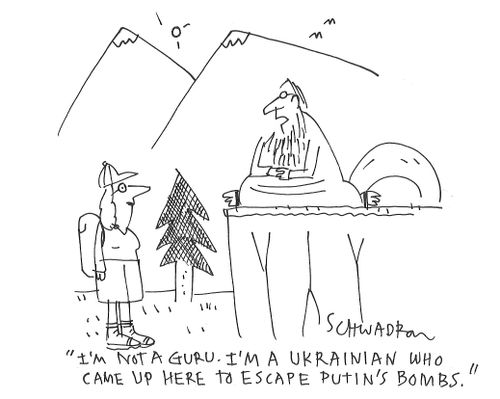 "I'm not a guru. I'm a Ukrainian who came up here to escape Putin's bombs."
