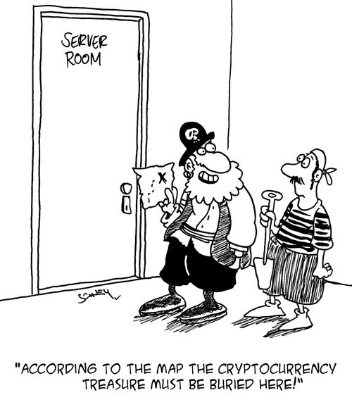 "According to the map the cryptocurrency treasure must be buried here!"