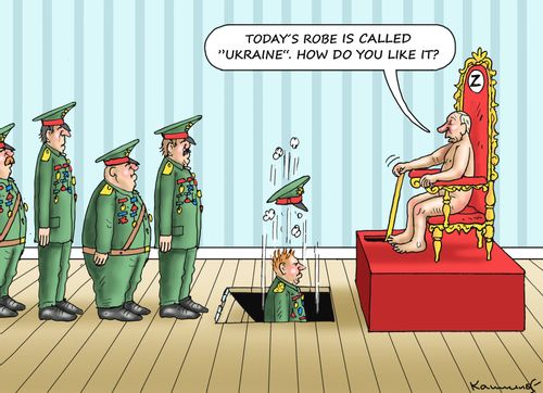 "Today's robe is called 'Ukraine'. How do you like it?"