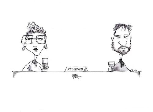 First date awkwardness.
