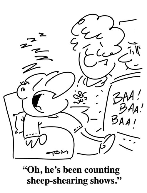 "Oh, he's been counting sheep-shearing shows."
