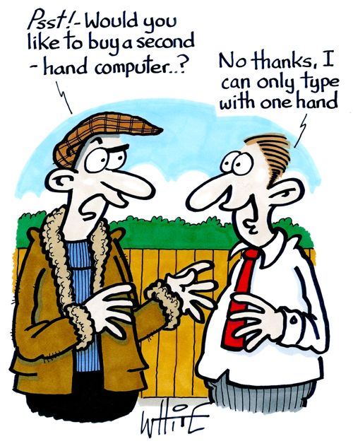 "Psst! - Would you like to buy a second-hand computer..?"
