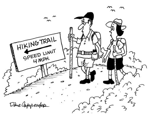 Hiking trail. Speed limit 4 mph.