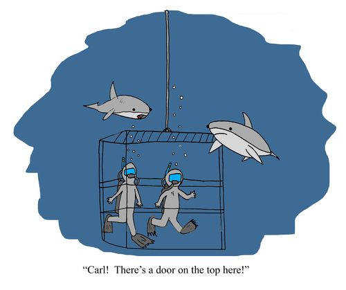 "Carl! There's a door on the top here!"