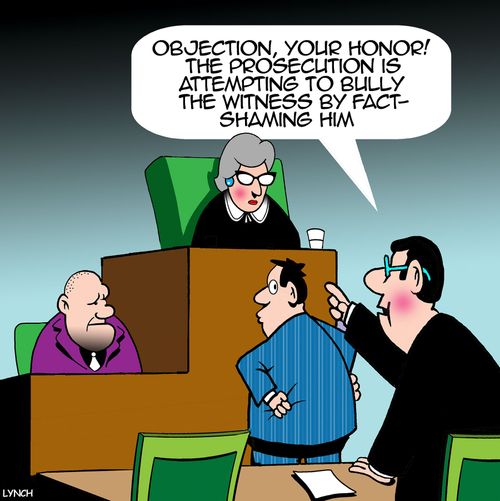 "Objection, Your Honor! The prosecution is attempting to bully the witness by fact-shaming him."