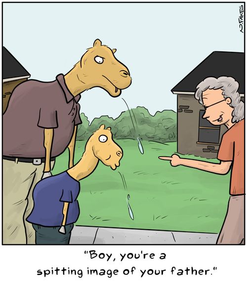 "Boy, you're a spitting image of your father."