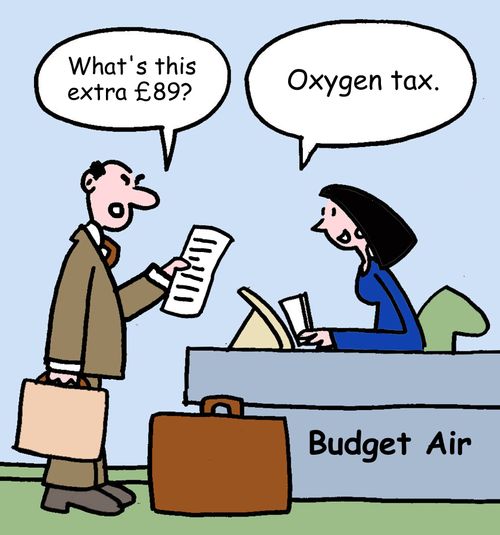Budget airline charging extra for an oxygen tank.