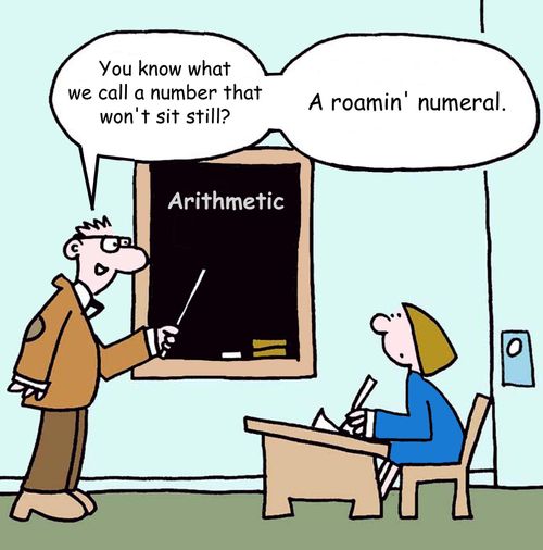 "You know what we call a number that won't sit still?"