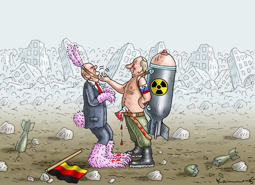 Olaf Scholz and Vladimir Putin