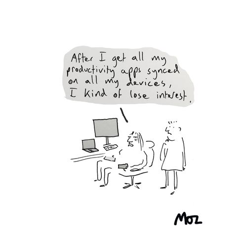 "After I get all my productivity apps synced on all my devices, I kind of lose interest."