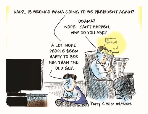 "Dad?. . . Is Bronco Bama going to be President again?"