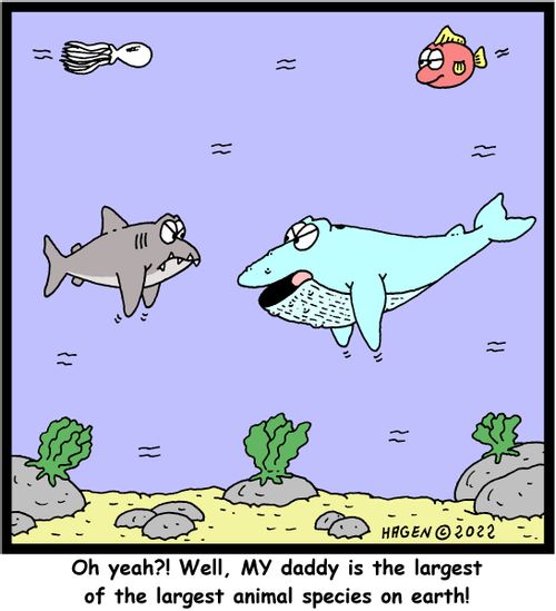 "Oh year?! Well, MY daddy is the largest of the largest animal species on earth!"