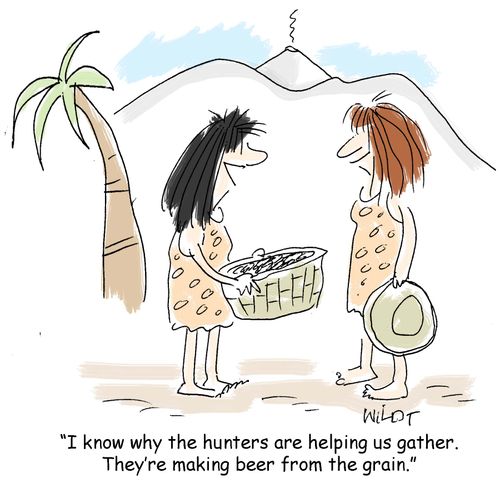 "I know why the hunters are helping us gather. They're making beer from the grain."
