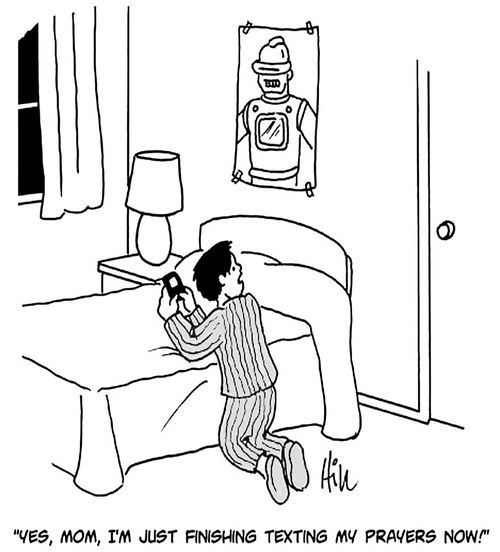 "Yes, Mom, I'm just finishing texting my payers now!"