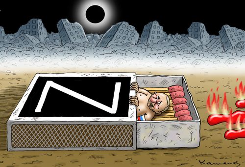 Putin sleeps in a box of matches